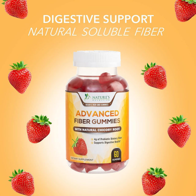 Nature'S Fiber Gummies 4G, Daily Prebiotic Gummy Fiber Supplement, Digestive Health Support - Supports Regularity & Digestion for Adults, Plant Based Soluble Fiber, Non-Gmo - 60 Gummies