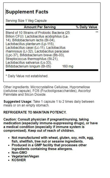 NOW Supplements, Probiotic-10™, 25 Billion, with 10 Probiotic Strains, 50 Veg Capsules