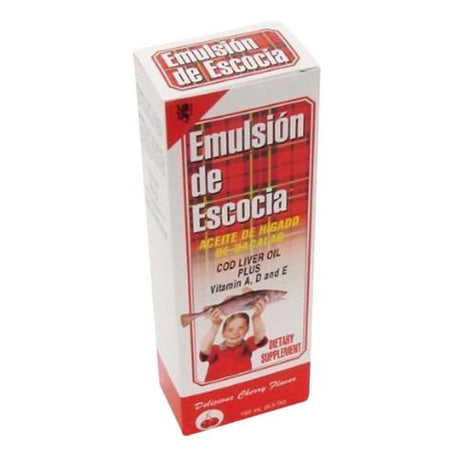 Emulsion De Escocia Cod Liver Oil with Vitamin E and B1 Cherry 6.5 Oz