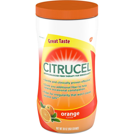 Citrucel Fiber Therapy Powder for Occasional Constipation Relief, Orange, 30 Oz