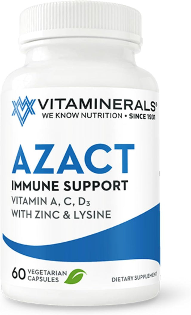 AZACT | Vitamin a | Vitamin C | Vitamin D3 | Zinc | Lysine | Quercetin | 60 Vegetable Capsules