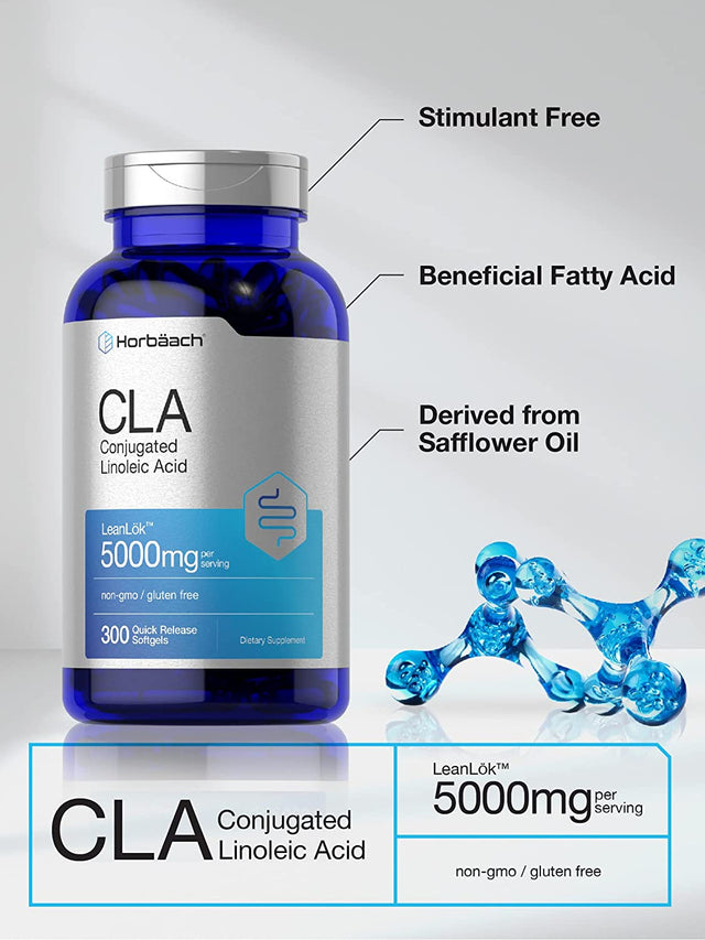 CLA Supplement | 300 Softgel Pills | Maximum Potency | Conjugated Lineolic Acid from Safflower Oil | Non-Gmo, Gluten Free | by Horbaach