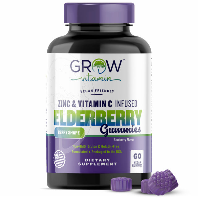 Sambucus Black Elderberry Gummies [3 in 1 Immune Booster] plus Zinc & Vitamin C - Herbal Dietary Supplements, Plant Based Pectin - Good for Adults Teens & Kids - Berry Flavored Gummy