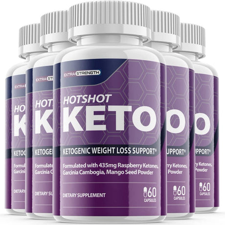 Hotshot Keto - Dietary Supplement for Weight Loss - Energy & Focus Boosting Supplements for Weight Management & Metabolism - Advanced Fat Burn Raspberry Ketones Pills - 300 Capsules (5 Pack)