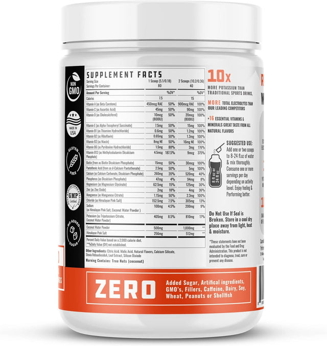 Keto Friendly Electrolyte Powder, Peach Mango, Sports Performance Hydration Drink Mix, No Added Sugar, 80 Real Servings, Energy, Non GMO, Keto Replenishment Drink, Vegan, Made in the USA