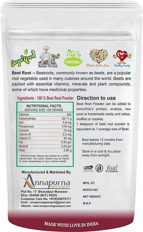 Beet Root Powder (Dietary Fiber) - by B Naturall (500 GM X 2 = 1KG)