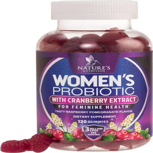 Probiotics for Women Gummy with Cranberry, 3 Billion CFU Guaranteed with 6 Diverse Strains, Womens Probiotic Gummies for Digestive, Vaginal Ph, Urinary & Immune Health Support, Non-Gmo - 120 Gummies