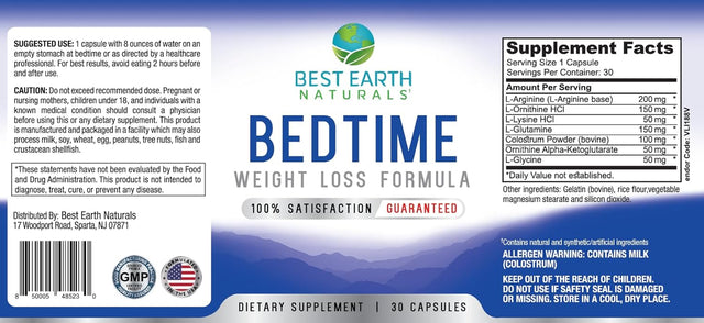 Bedtime Weight Loss Supplement - Helps Boost Metabolism, Suppress Appetite and Reduce Sugar Cravings While You Sleep 30 Day Supply