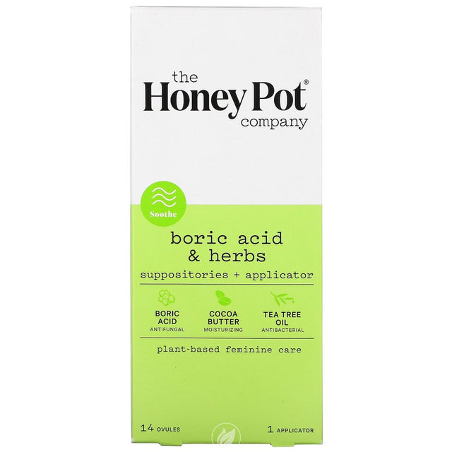 (2 Pack) the Honey Pot Company, Boric Acid & Herbs, Suppositories + Applicator, 14 Ovules, 1 Applicator