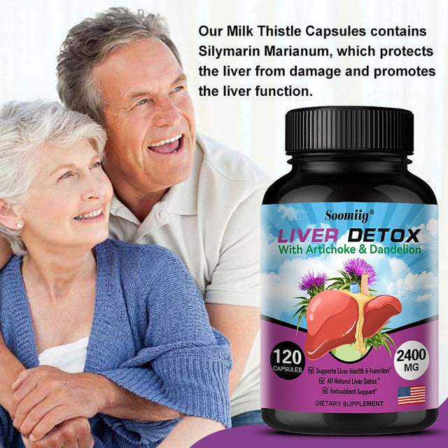 Soomiig Liver Detox Capsules - Artichoke and Dandelion Extract Liver Health Formula for Liver Detoxification and Liver Cleansing-120Capsules