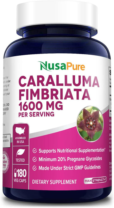 Nusapure Caralluma Fimbriata 1600Mg - 180 Veggie Capsules (Non-Gmo, Gluten Free)