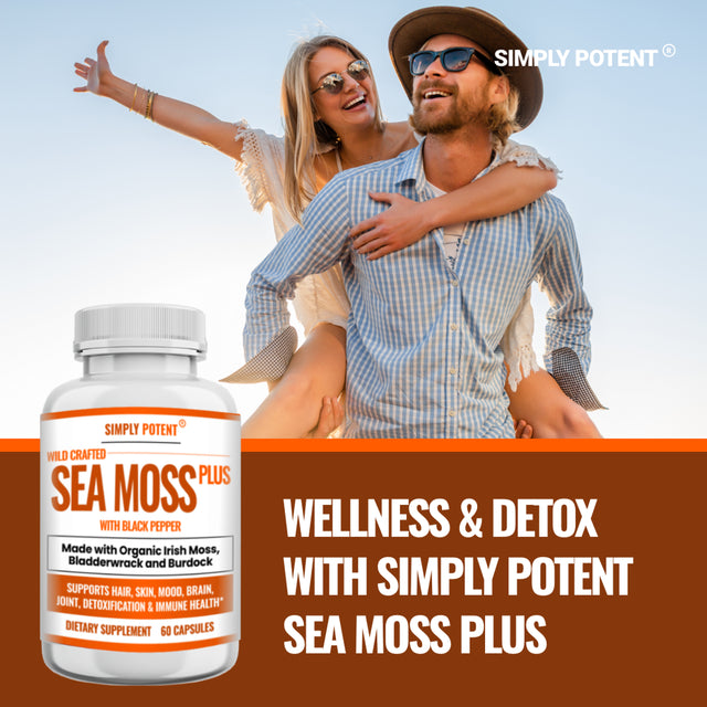 Sea Moss Supplement with Black Pepper, 60 Capsules Made with Organic Irish Moss, Bladderwrack and Burdock for Immune System & Digestive Health - Thyroid, Healthy Skin, Keto Detox, Gut, Joint Support