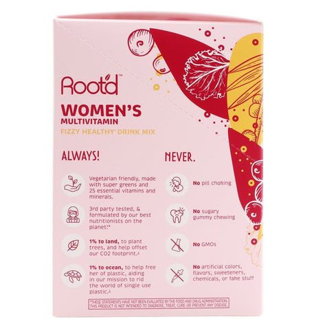 Root'D - Women'S Multivitamin Fizzy Healthy Drink Mix Acai - 24 Stick Pack(S)