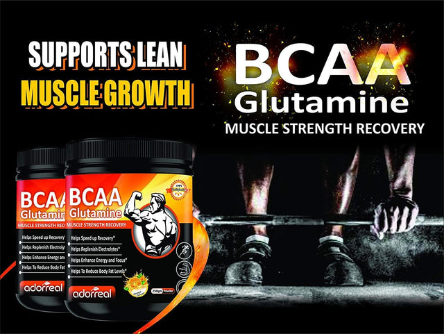 Adorreal BCAA with Glutamine for Muscle Recovery & Endurance BCAA Powder, 10 Grams of Amino Acids, Keto Friendly, Caffeine Free-250Gms