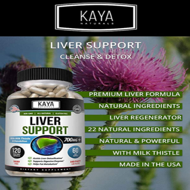 Kaya Naturals Liver Support, Cleanse, Detox & Repair Formula 22 Herbs Including Milk Thistle