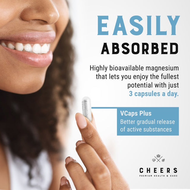 Cheers Magnesium Citrate | 90 Vegan Capsules | Gluten-Free Magnesium Citrate with Zinc & Vitamin B6 | High Dose 320 Mg | Easily Absorbable Mineral Supplement