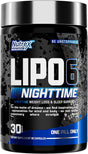 Nutrex Lipo 6 Nighttime Fat Burner | Melatonin Sleep Aid & Weight Loss Diet Pills for Men and Women | Night Time Metabolism Booster Appetite Suppressant | 30 Servings (1)