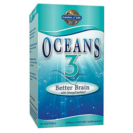 Garden of Life Ultra Pure EPA/DHA Omega 3 Fish Oil - Oceans 3 Better Brain Supplement with Antioxidants, 90 Softgels