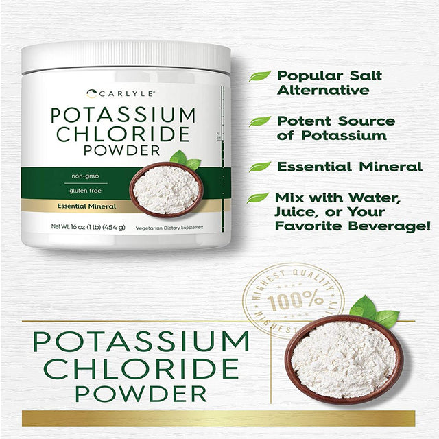 Potassium Chloride Powder | 16 Oz | Food Grade | Vegan Formula | by Carlyle