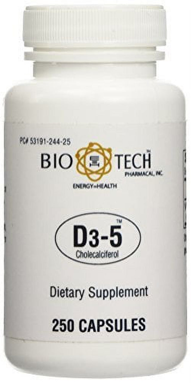 Bio-Tech Pharmacal Vitamin D3-5 Capsules, 5000 IU, 250 Ct