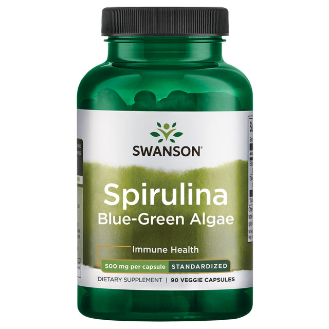 Swanson Std Spirulina Blue-Green Algae 10% Phycocyanin 500 Mg 90 Veggie Capsules