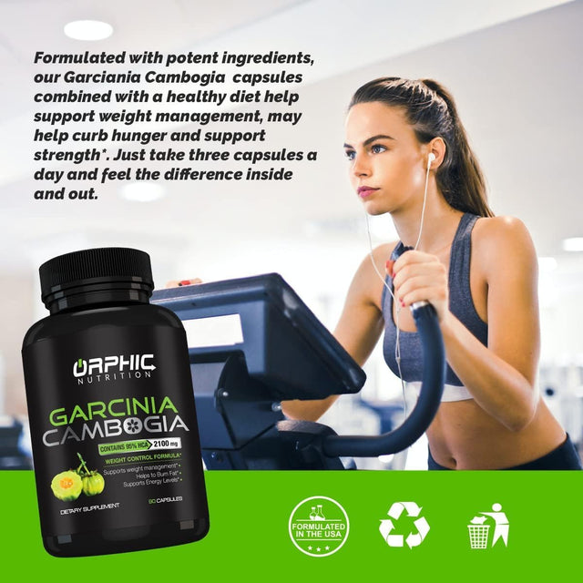 ORPHIC NUTRITION Garcinia Cambogia Extract 1 Month Supply - to Support Weight Loss Efforts* - Helps Curb Appetite*, Suitable for Vegetarians - 2100 MG - 90 Caps