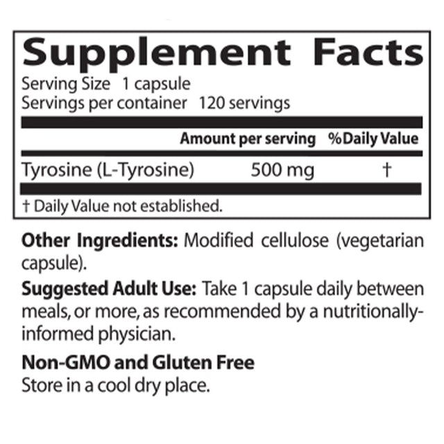 Doctor'S Best L-Tyrosine, Non-Gmo, Gluten Free, 120 Veggie Caps