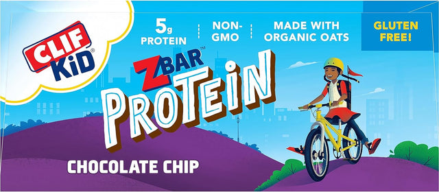 CLIF Kid Zbar Protein - Chocolate Chip - Crispy Whole Grain Snack Bars - Made with Organic Oats - Non-Gmo - 5G Protein - 1.27 Oz. (15 Pack)