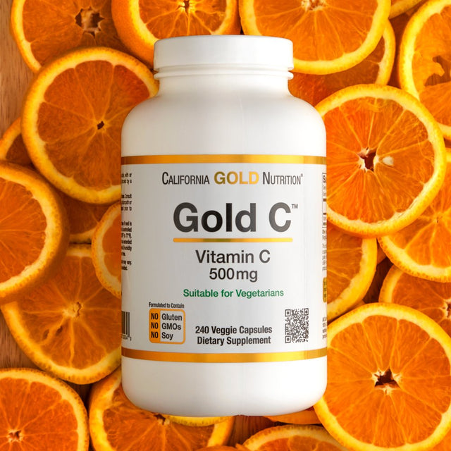 Gold C by California Gold Nutrition - USP Grade Vitamin C Supplement - Immune Support & Seasonal Wellness - Vegetarian Friendly - Gluten Free, Non-Gmo - 500 Mg - 240 Veggie Capsules