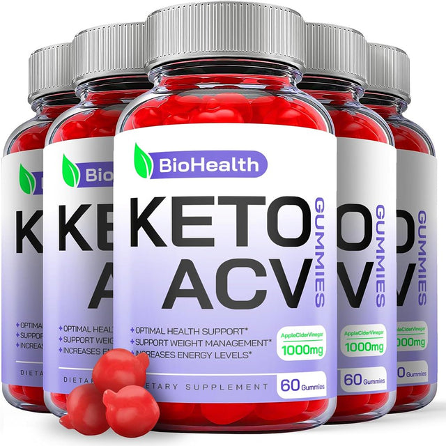 (5 Pack) Biohealth Keto ACV Gummies -Apple Cider Vinegar Supplement for Weight Loss - Energy & Focus Boosting Dietary Supplements for Weight Management & Metabolism - Fat Burn - 300 Gummies