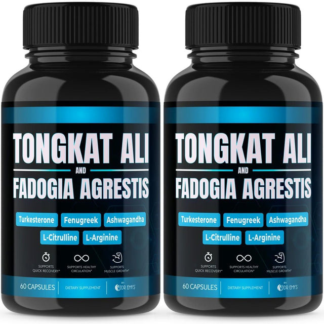 (2 Pack) Tongkat Ali Fadogia Agrestis Nitric Oxide Booster Supplement L Arginine Citrulline Pre Workout for Men with Fenugreek Turkesterone - Ashwagandha(120 Count)