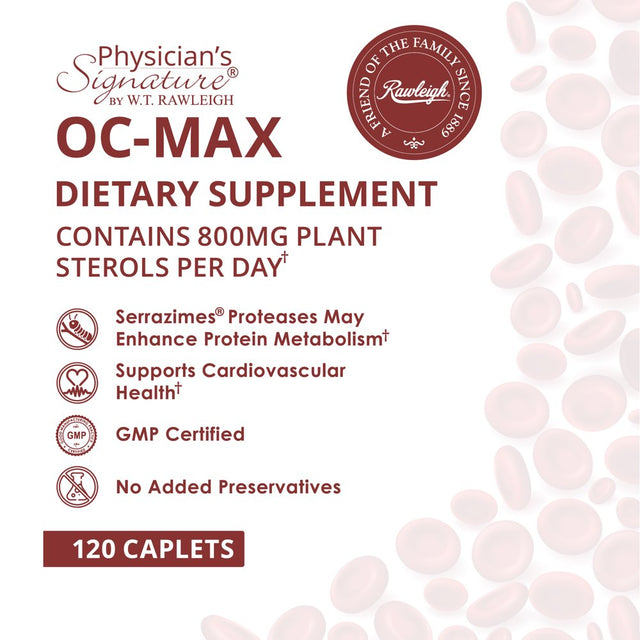 Rawleigh OC-MAX: 120 Caplets - Nutritional Health Supplement with 800Mg Plant Sterols/Day, Rose Hips, Calcium Using Oral Chelation for Cardiovascular Health and Immune System