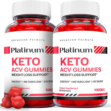 (2 Pack) Platinum Keto ACV Gummies - Apple Cider Vinegar Supplement for Weight Loss - Energy & Focus Boosting Dietary Supplements for Weight Management & Metabolism - Fat Burn - 120 Gummies