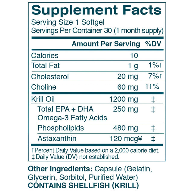 Kori Krill Oil Multi Benefit Omega-3, Dietary Supplement for Heart, Brain, Joint, Eye and Skin Health, 30 Count