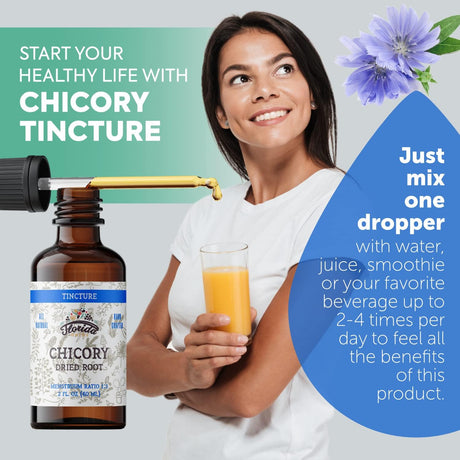 Chicory Tincture Extract, Organic Chicory (Cichorium Intybus) Dried Root for Loss of Appetite, Liver, and Gallbladder, Non-Gmo in Cold-Pressed Organic Vegetable Glycerin 2 Oz (60 Ml), 700 Mg