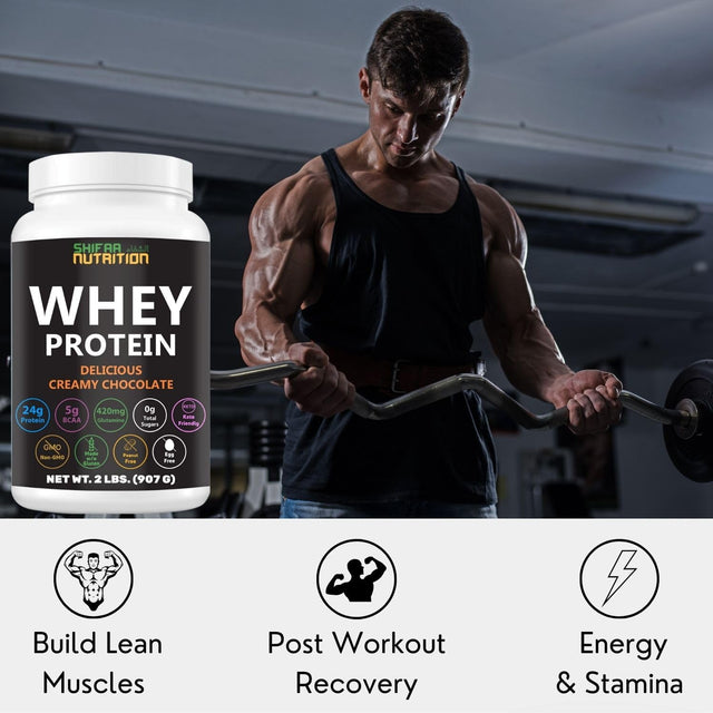 2 Lbs Halal Whey Protein Powder Creamy Chocolate. 24G Protein, 5G Bcaas & 420Mg Glutamine. for Building Lean Muscles & Recovery. Sugar-Free, Keto-Friendly, Gluten-Free, Non-Gmo