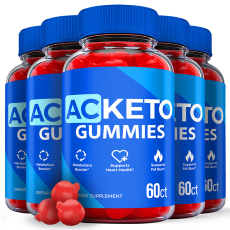 (5 Pack) AC Keto ACV Gummies - Supplement for Weight Loss - Energy & Focus Boosting Dietary Supplements for Weight Management & Metabolism - Fat Burn - 300 Gummies