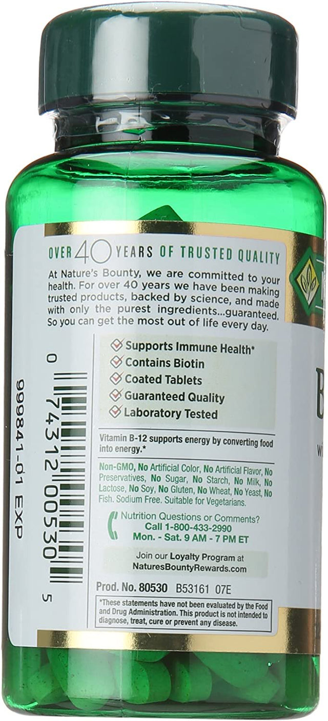 Nature'S Bounty Vitamin B-Complex with Folic Acid plus Vitamin C, Supports Energy Metabolism and Nervous System Health, 125 Count