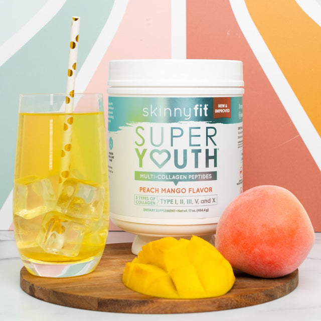 Skinnyfit Peach Mango Super Youth Collagen Powder Dietary Supplement, 28 Servings