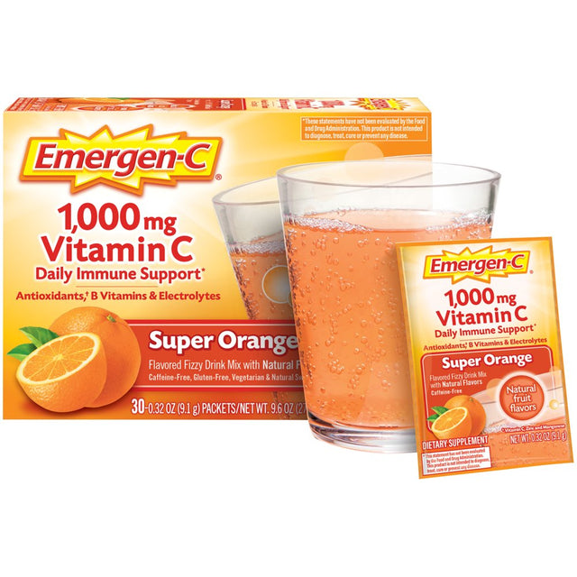 Emergen-C 1000Mg Vitamin C Powder for Immune Support Super Orange - 60 Ct