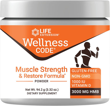 Life Extension Wellness Code Muscle Strength & Restore Formula Sustains Muscle Health & Growth – Gluten-Free, Non-Gmo – Net Wt. 94.2 G (3.32 Oz) 30 Servings