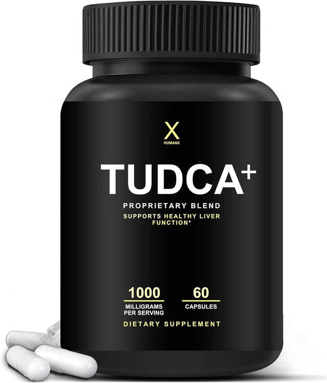 TUDCA+ 1000Mg (Tauroursodeoxycholic Acid) Powerful Serving Size - Liver Health Aid for Detox and Cleanse - Vegan, Non GMO - USA Made Easy to Swallow Capsules - Tudca Bile Salt Supplement Powder