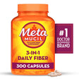 Metamucil Daily Fiber Supplement Capsules, Psyllium Husk Fiber for Digestive Health, 300 Ct