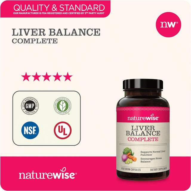 Naturewise Liver Detox Cleanse Supplement (30 Servings) Triple Repair Formula with Milk Thistle, Turmeric, Reishi & Kudzu to Encourage Toxin Removal & Support Normal Function (60 Veg Capsules)