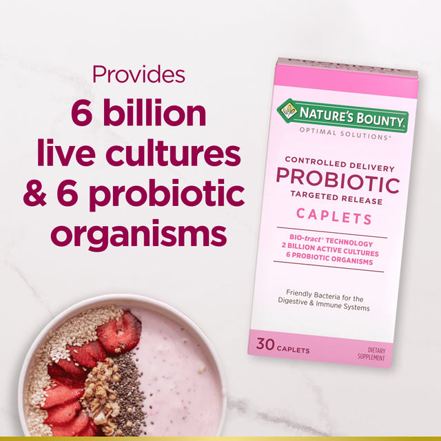 Nature'S Bounty Optimal Solutions Controlled Delivery Probiotic, Dietary Supplement, Supports Digestive and Immune Health, Caplets, 30 Ct