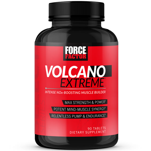 Force Factor Volcano Extreme Pre-Workout Nitric Oxide Booster with Creatine, 90 Tablets