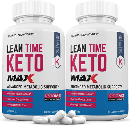 (2 Pack) Lean Time Keto 1200MG Pills Includes Apple Cider Vinegar Gobhb Strong Exogenous Ketones Advanced Ketogenic Supplement Ketosis Support for Men Women 120 Capsules