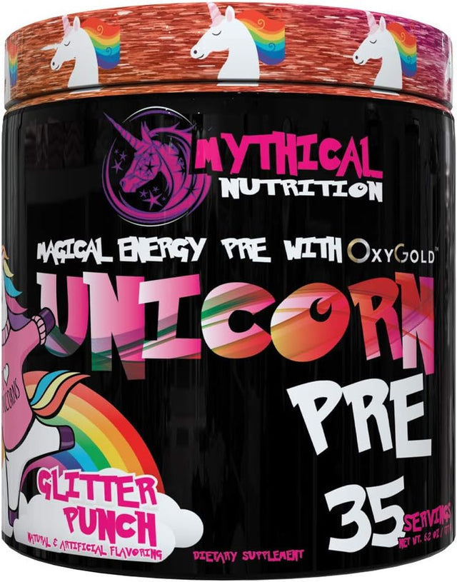 Unicorn PRE Workout by Insane Labz, Pre Workout Powder with Edible Glitter, Extreme Energy Nitric Oxide Boosting, Beta Alanine Betaine Taurine Ampiberry, 35 Srvgs, Glitter Punch