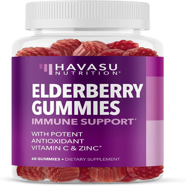 Havasu Black Elderberry Gummies with Zinc and Vitamin C | Immune Support Gummies, 60Ct