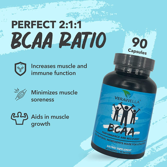 2:1:1 BCAA, Branched-Chain Amino Acids for Protein Synthesis, BCAA Pre Workout & Post Workout Support, Muscle Builder, 180 Capsules (60 Servings)